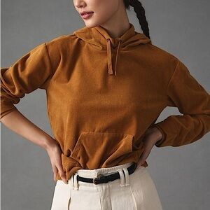 Anthropologie daily practice mustard brown corduroy hoodie